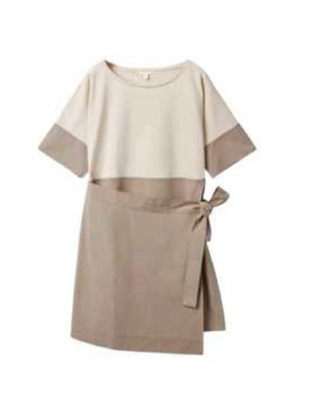 COS Two-Tone Cream and Tan Tie-Waist Dress